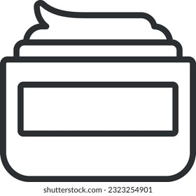 Vector illustration of a pot of cream line icon. Facial and skin care products.