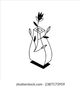 vector illustration of a pot filled with flowers