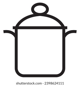 vector illustration of a pot icon design for cooking water or soup. line drawing style. black and white color.
