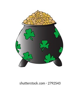 vector illustration of a pot of irish gold