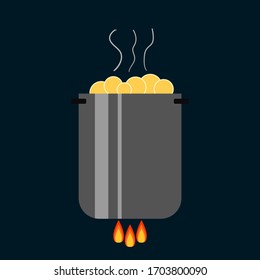 Vector illustration of a pot with liquid boiling.
