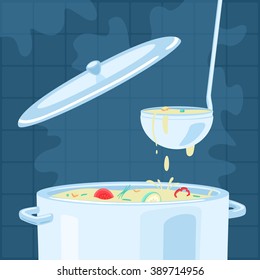 Vector Illustration of a Pot of Soup