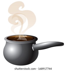 Vector Illustration of a Pot Steaming with smoke.