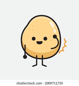 Vector Illustration of Potato Character with cute face and simple body line drawing on isolated background