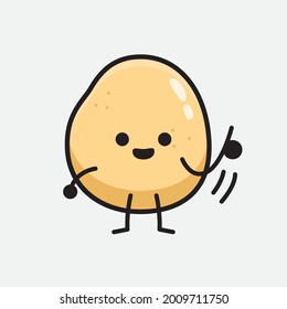 Vector Illustration of Potato Character with cute face and simple body line drawing on isolated background