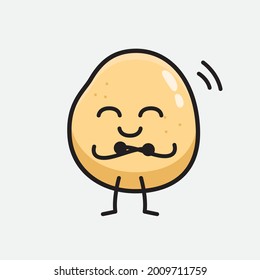 Vector Illustration of Potato Character with cute face and simple body line drawing on isolated background