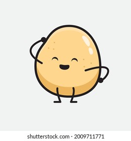 Ilustración vectorial del personaje de la papa con una cara linda y un simple dibujo de la línea corporal en un fondo aislado