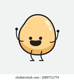 Ilustración vectorial del personaje de la papa con una cara linda y un simple dibujo de la línea corporal en un fondo aislado
