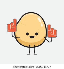 Vector Illustration of Potato Character with cute face and simple body line drawing on isolated background
