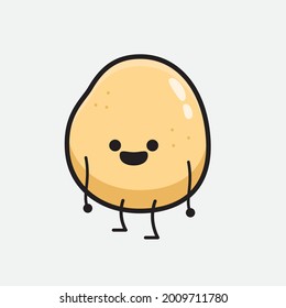 Vector Illustration of Potato Character with cute face and simple body line drawing on isolated background