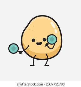 Vector Illustration of Potato Character with cute face and simple body line drawing on isolated background