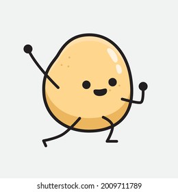 Vector Illustration of Potato Character with cute face and simple body line drawing on isolated background