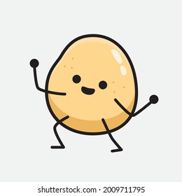 Vector Illustration of Potato Character with cute face and simple body line drawing on isolated background