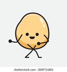 Vector Illustration of Potato Character with cute face and simple body line drawing on isolated background
