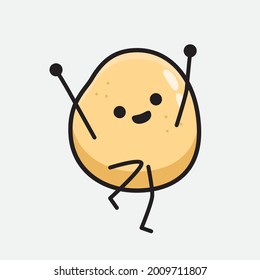Vector Illustration of Potato Character with cute face and simple body line drawing on isolated background