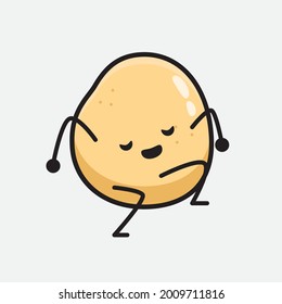 Ilustración vectorial del personaje de la papa con una cara linda y un simple dibujo de la línea corporal en un fondo aislado