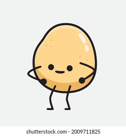 Vector Illustration of Potato Character with cute face and simple body line drawing on isolated background