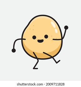 Vector Illustration of Potato Character with cute face and simple body line drawing on isolated background