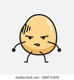 Ilustración vectorial del personaje de la papa con una cara linda y un simple dibujo de la línea corporal en un fondo aislado