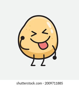 Vector Illustration of Potato Character with cute face and simple body line drawing on isolated background