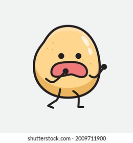 Vector Illustration of Potato Character with cute face and simple body line drawing on isolated background