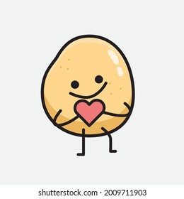Ilustración vectorial del personaje de la papa con una cara linda y un simple dibujo de la línea corporal en un fondo aislado