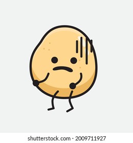 Vector Illustration of Potato Character with cute face and simple body line drawing on isolated background