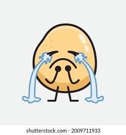 Vector Illustration of Potato Character with cute face and simple body line drawing on isolated background
