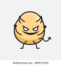 Ilustración vectorial del personaje de la papa con una cara linda y un simple dibujo de la línea corporal en un fondo aislado