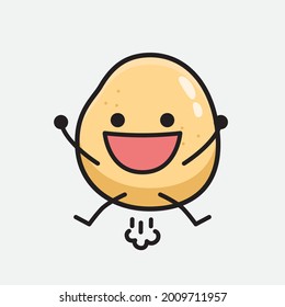 Vector Illustration of Potato Character with cute face and simple body line drawing on isolated background
