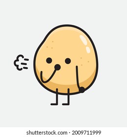 Ilustración vectorial del personaje de la papa con una cara linda y un simple dibujo de la línea corporal en un fondo aislado