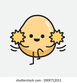 Vector Illustration of Potato Character with cute face and simple body line drawing on isolated background
