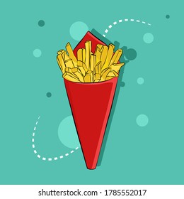 Vector illustration of potato chips. Fast food concept. Flat cartoon style illustration.
