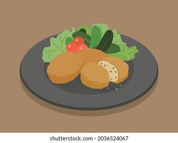 vector illustration of potato croquette