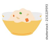 Vector illustration of potato salad in a small plate.