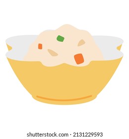 Vector illustration of potato salad in a small plate.