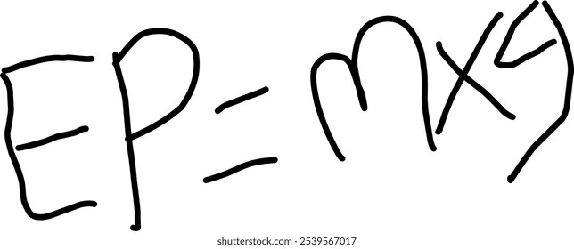 ilustração vetorial do símbolo de fórmula de energia potencial em física no estilo Doodle.