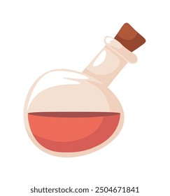 Vector illustration of a potion bottle filled with red liquid, isolated on a white background. Perfect for Halloween, magical, or fantasy-themed designs.