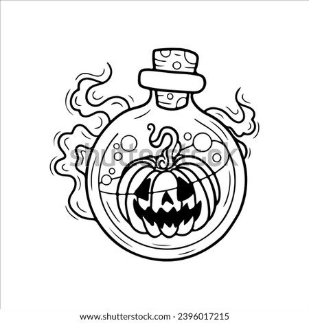 vector illustration of potion bottle and pumpkin