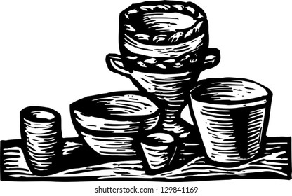 Vector illustration of pots