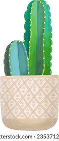 Vector illustration of potted cactus