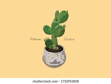 Ilustración vectorial de cactus/cactus en una cacerola