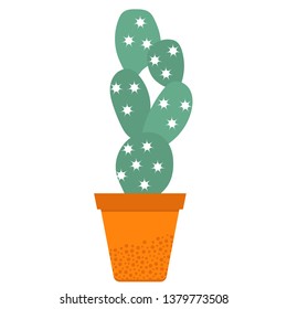 Vector illustration with potted cactus. Succulents. Trendy background. Tropical plants. Design for postcard, banner, poster or print.