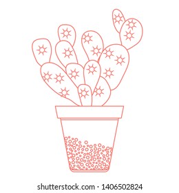 Vector illustration with potted cactus. Succulents. Trendy background. Tropical plants. Design for postcard, banner, poster or print.