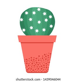 Vector illustration with potted cactus. Succulents. Trendy background. Tropical plants. Design for postcard, banner, poster or print.