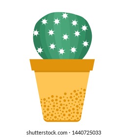 Vector illustration with potted cactus. Succulents. Trendy background. Tropical plants. Design for postcard, banner, poster or print.