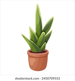 Vector illustration of a potted houseplant with leaves