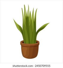 Vector illustration of a potted houseplant with leaves