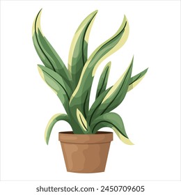 Vector illustration of a potted houseplant with leaves