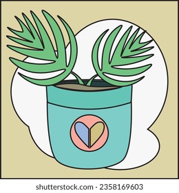 vector illustration of potted plant with background